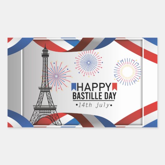 Happy Bastille Day - 14th July 長方形シール (正面)