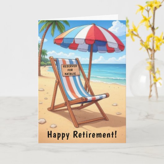 Happy Beach Retirement Personalized Card カード (黄色い花)