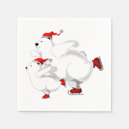 Happy Bear Familyとのクリスマスナプキン スタンダードカクテルナプキン