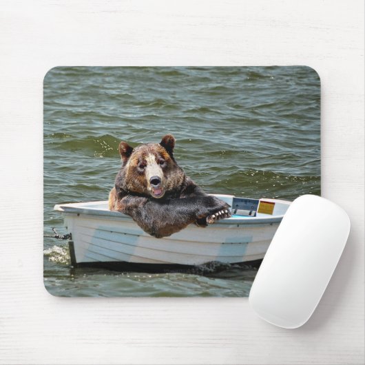 Happy Bear in Dingy マウスパッド (マウス)