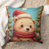 Happy Bear in Santa Hat  クッション (ブランケット)