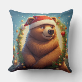 Happy Bear in Santa Hat クッション