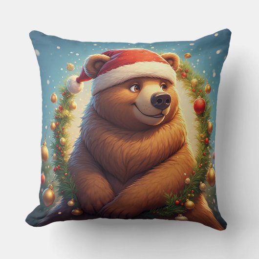Happy Bear in Santa Hat クッション (正面)