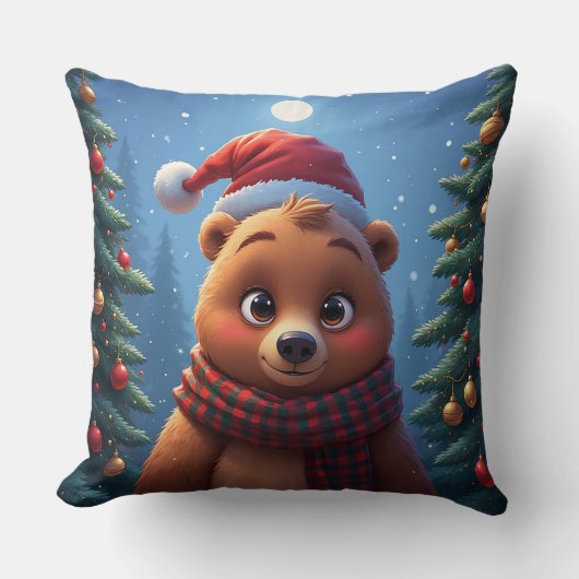 Happy Bear in Santa Hat  クッション (正面)