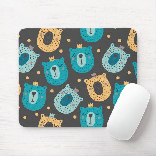 Happy Bear Kings Pattern Scandinavian Style マウスパッド (マウス)