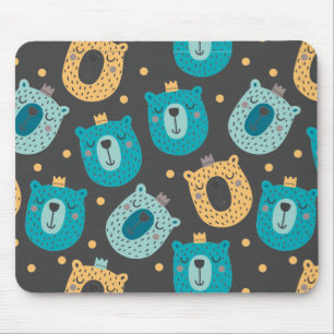 Happy Bear Kings Pattern Scandinavian Style マウスパッド