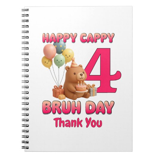HAPPY BEARTHDAY かわいいテディベア 4歳の誕生日 ノートブック (正面)