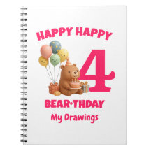 HAPPY BEARTHDAY かわいいテディベア 4歳の誕生日