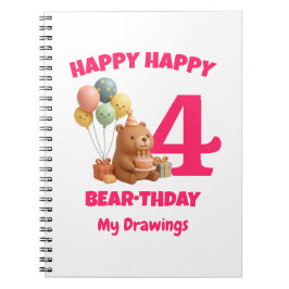 HAPPY BEARTHDAY かわいいテディベア 4歳の誕生日 ノートブック