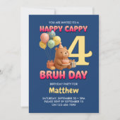 HAPPY BEARTHDAY かわいいテディベア 4歳の誕生日 招待状 (正面)