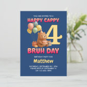 HAPPY BEARTHDAY かわいいテディベア 4歳の誕生日 招待状 (スタンド正面)