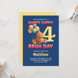 HAPPY BEARTHDAY かわいいテディベア 4歳の誕生日 招待状