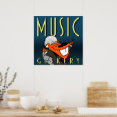 Happy Beaver 9" x9"ポスター：音楽Geekery ポスター (キッチン)