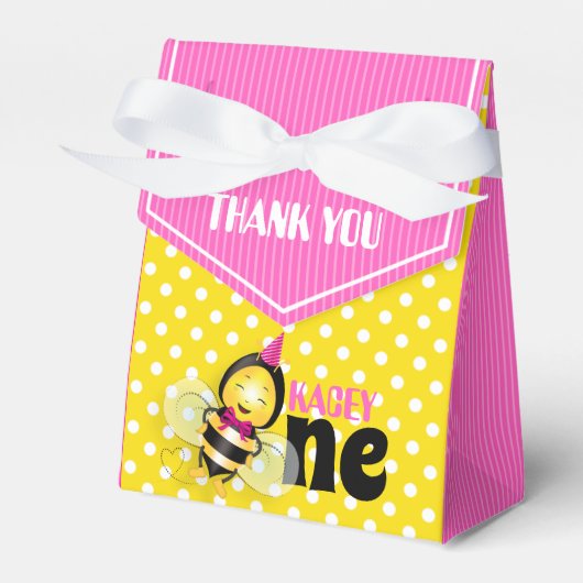 Happy Bee 1st Birthday Party Favorites Box for Gir フェイバーボックス (正面サイド)