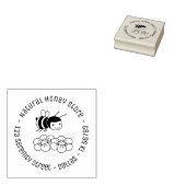 Happy Bee and Flowers Round Business Address 4 ラバースタンプ (押印)