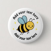 Happy Bee Personalized 缶バッジ (正面)