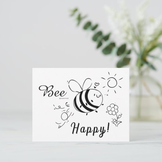 Happy Bee Postcard ポストカード (スタンド正面)