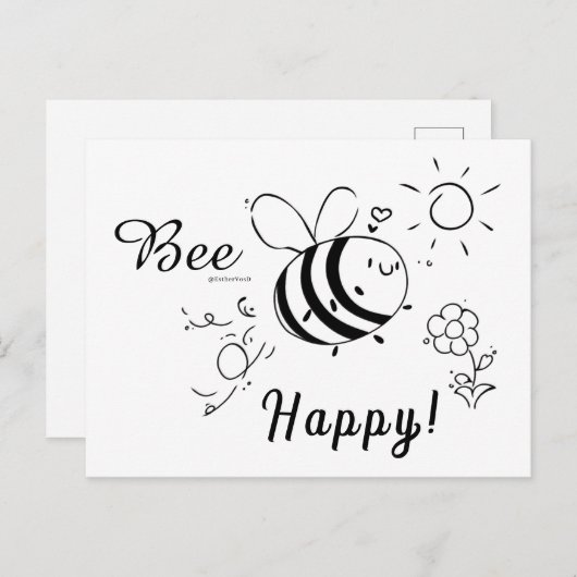 Happy Bee Postcard ポストカード (正面/裏面)