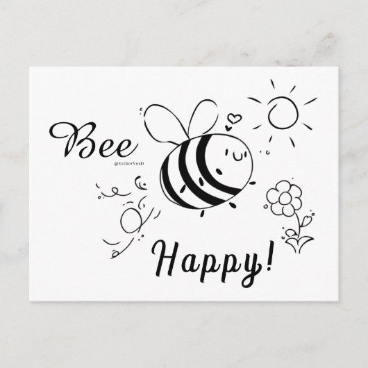 Happy Bee Postcard ポストカード (正面)