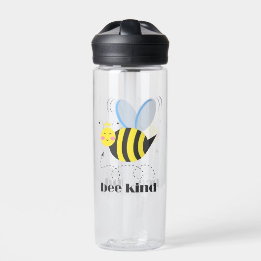 Happy bee princess with crown and shagon Bee Kind ウォーターボトル (正面)