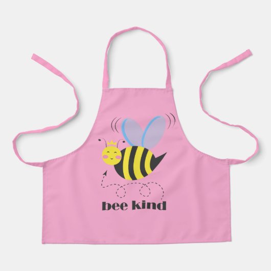 Happy bee princess with crown and shagon Bee Kind エプロン (正面)