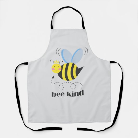 Happy bee princess with crown and shagon Bee Kind エプロン (正面)