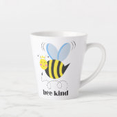 Happy bee princess with crown and shagon Bee Kind カフェラテマグ (右)