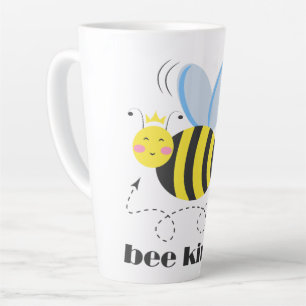 Happy bee princess with crown and shagon Bee Kind カフェラテマグ