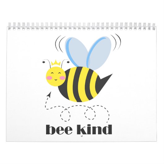 Happy bee princess with crown and shagon Bee Kind カレンダー (カバー)
