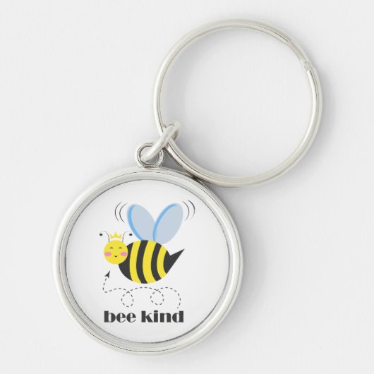 Happy bee princess with crown and shagon Bee Kind キーホルダー (正面)