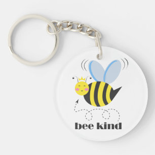 Happy bee princess with crown and shagon Bee Kind キーホルダー