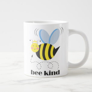 Happy bee princess with crown and shagon Bee Kind ジャンボコーヒーマグカップ