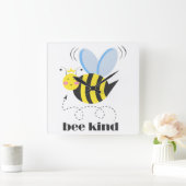 Happy bee princess with crown and shagon Bee Kind スクエア壁時計 (ホーム)