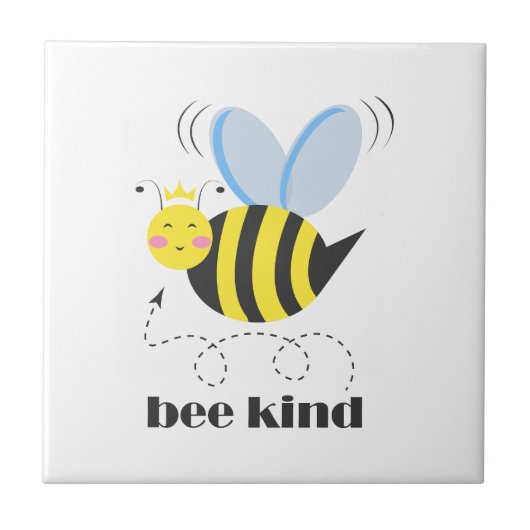 Happy bee princess with crown and shagon Bee Kind タイル (正面)