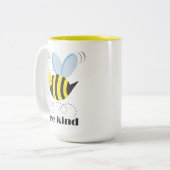 Happy bee princess with crown and shagon Bee Kind ツートーンマグカップ (正面左)