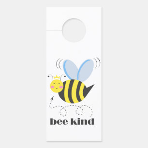 Happy bee princess with crown and shagon Bee Kind ドアノブサイン