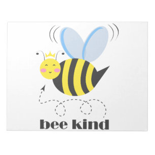 Happy bee princess with crown and shagon Bee Kind ノートパッド
