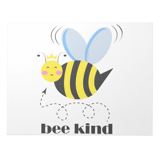 Happy bee princess with crown and shagon Bee Kind ノートパッド (正面)