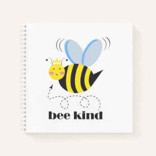 Happy bee princess with crown and shagon Bee Kind ノートブック