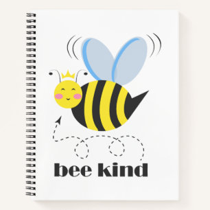 Happy bee princess with crown and shagon Bee Kind ノートブック