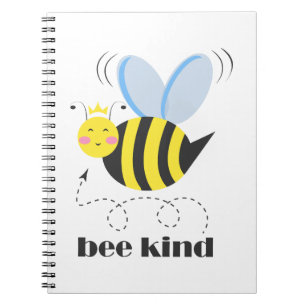 Happy bee princess with crown and shagon Bee Kind ノートブック