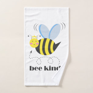Happy bee princess with crown and shagon Bee Kind ハンドタオル