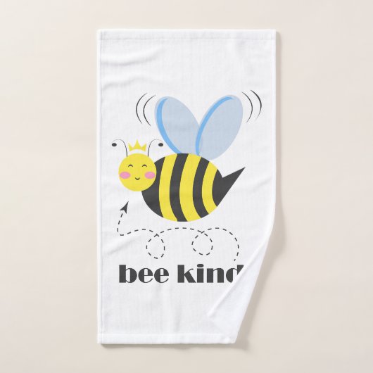 Happy bee princess with crown and shagon Bee Kind ハンドタオル (ハンドタオル)