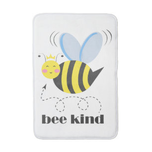 Happy bee princess with crown and shagon Bee Kind バスマット