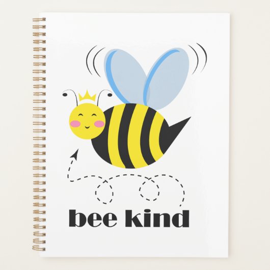 Happy bee princess with crown and shagon Bee Kind プランナー手帳 (正面)