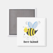 Happy bee princess with crown and shagon Bee Kind マグネット (正面/裏面)