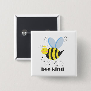 Happy bee princess with crown and shagon Bee Kind 缶バッジ