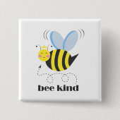 Happy bee princess with crown and shagon Bee Kind 缶バッジ (正面)