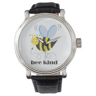 Happy bee princess with crown and shagon Bee Kind 腕時計