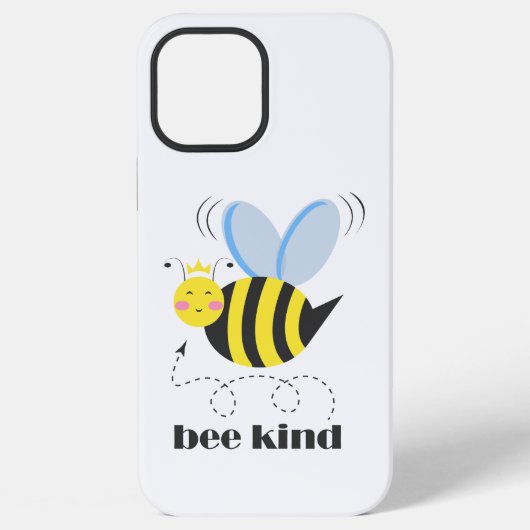 Happy bee princess with crown and shagon Bee Kind iPhoneケース (裏面)